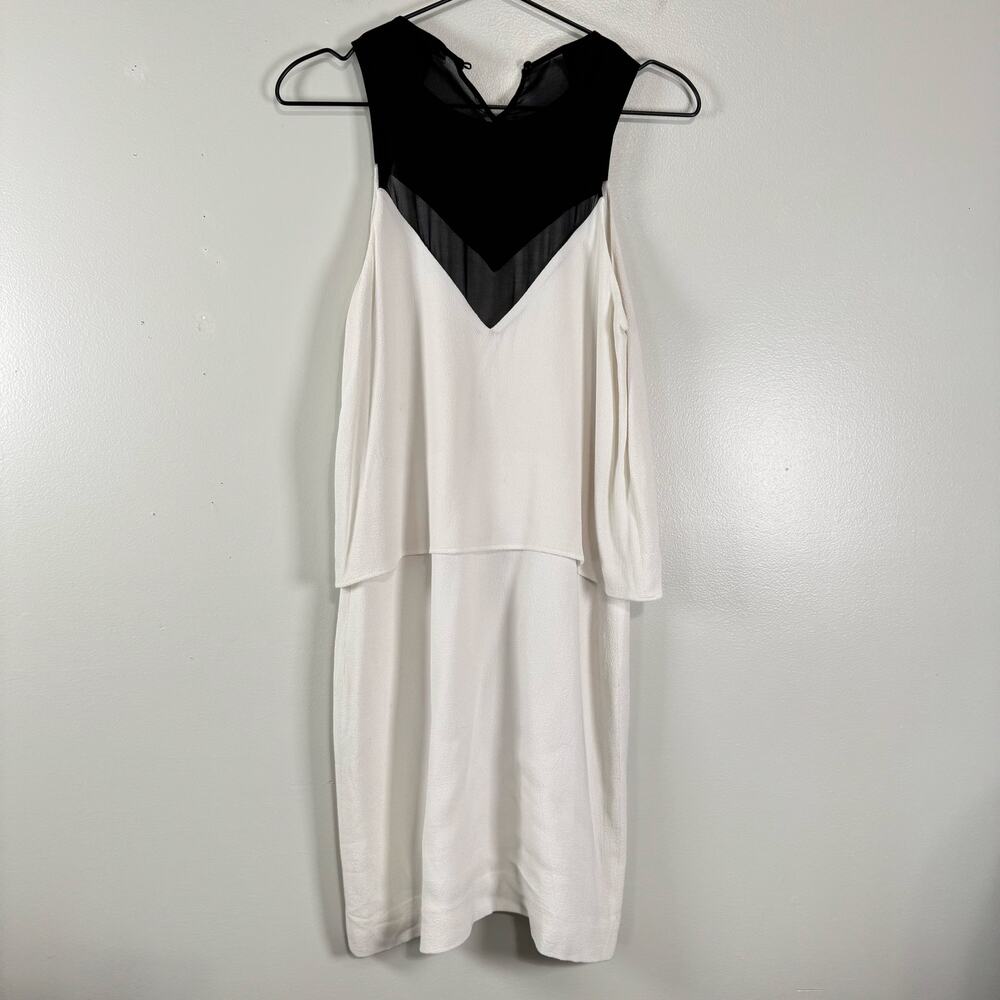 Sandro Paris Black & White Colorblocked Layered Mini Dress Womens Size 2 Party